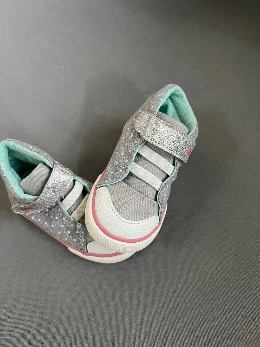 Kids' Grey High-Top Sneakers with Mint Lining and Pink Accent